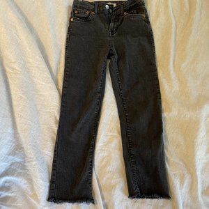 Girls Levi black high rise ankle straight jeans